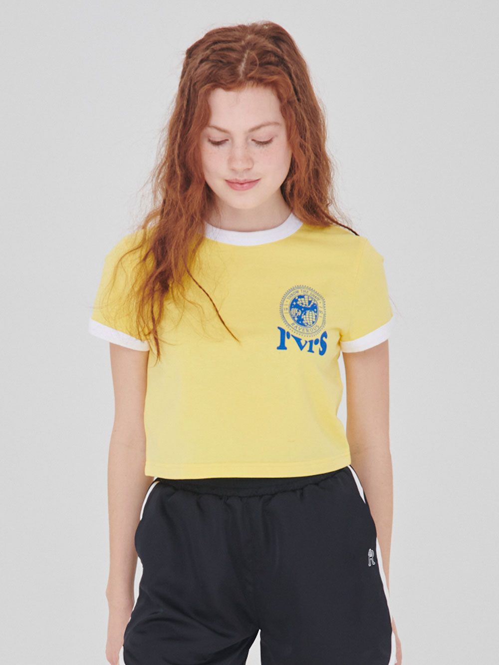 Ringer Cropped T-Shirts Yellow