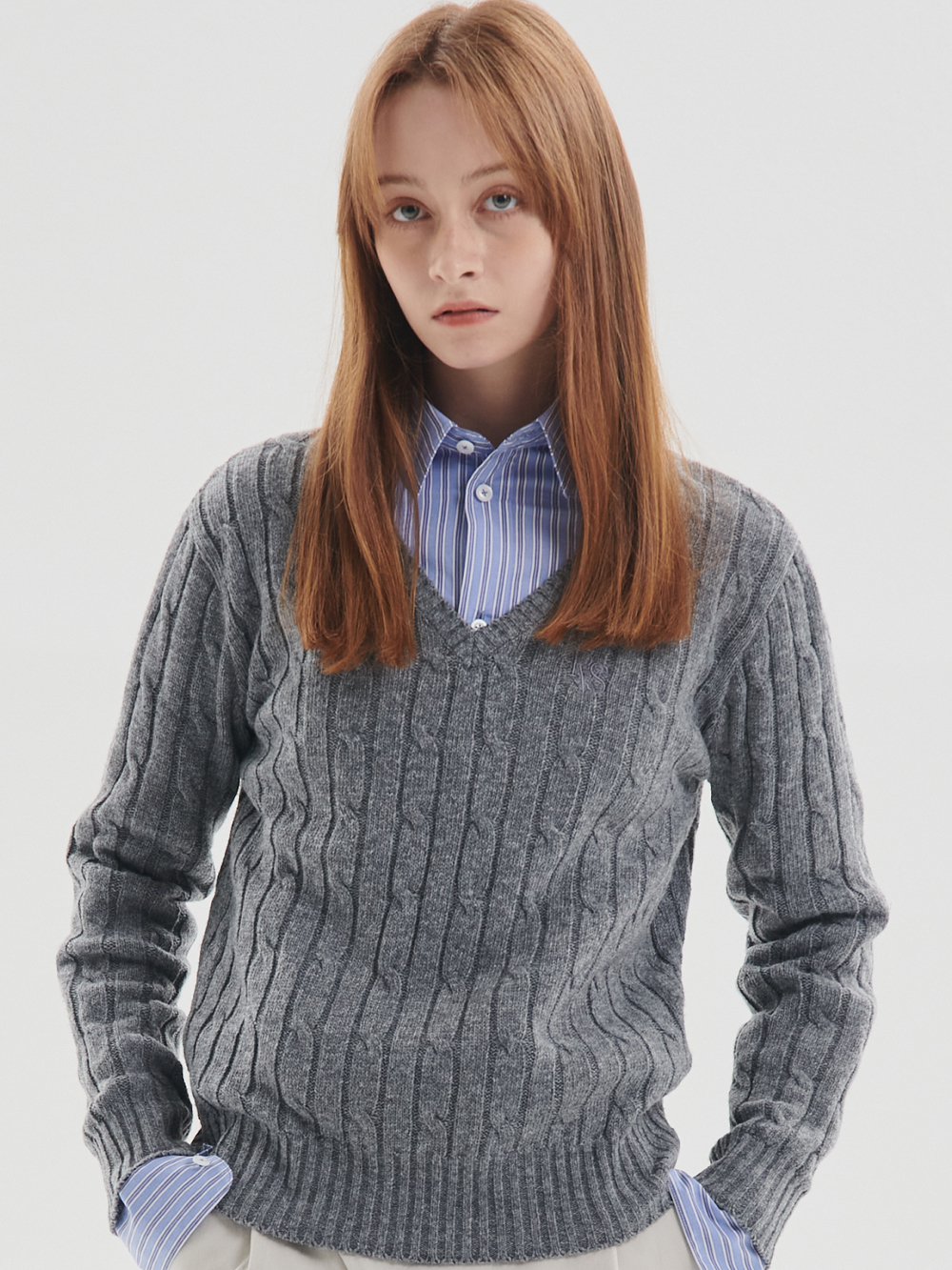 RVS Cable Sweater Melange Grey