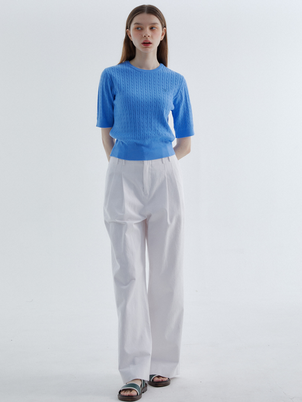 Two-tuck Wide Pants White