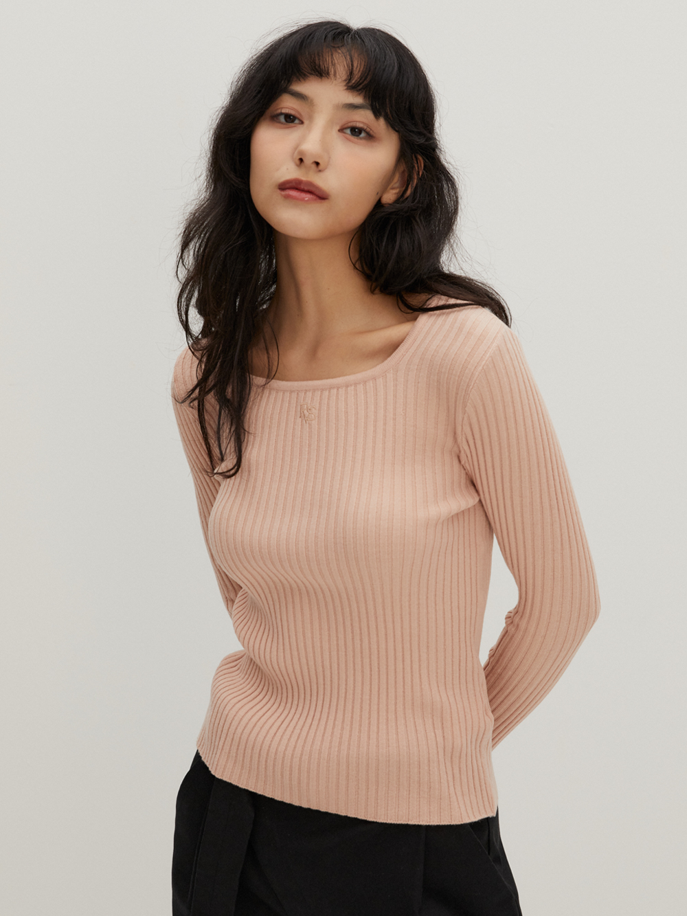 Square Neck Sweater Pink