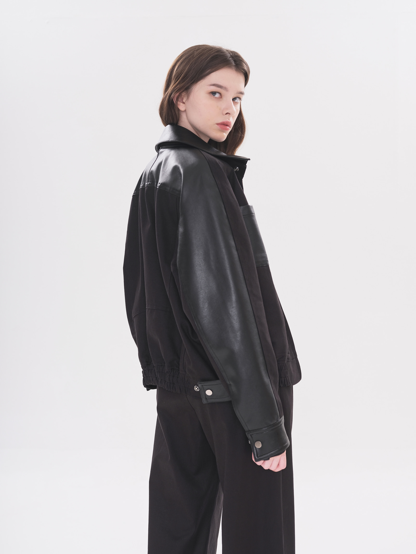 Leather-Collar Detachable Jacket