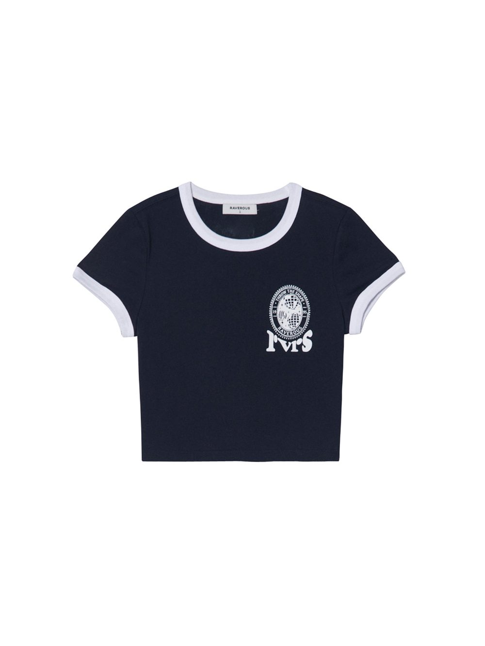 Ringer Cropped T-Shirts Navy
