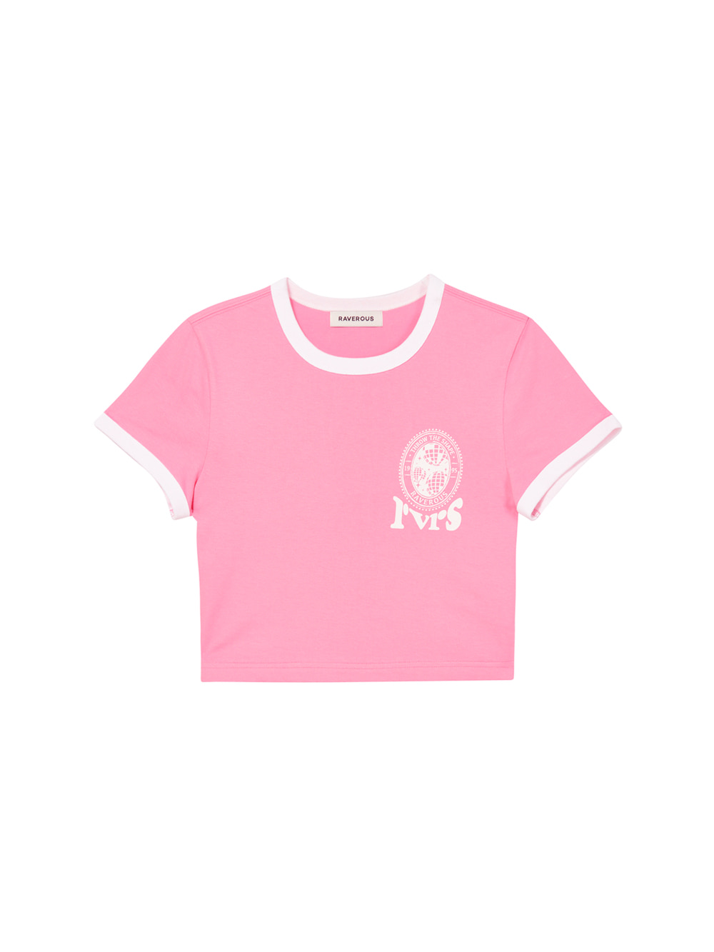 Ringer Cropped T-Shirts Pink