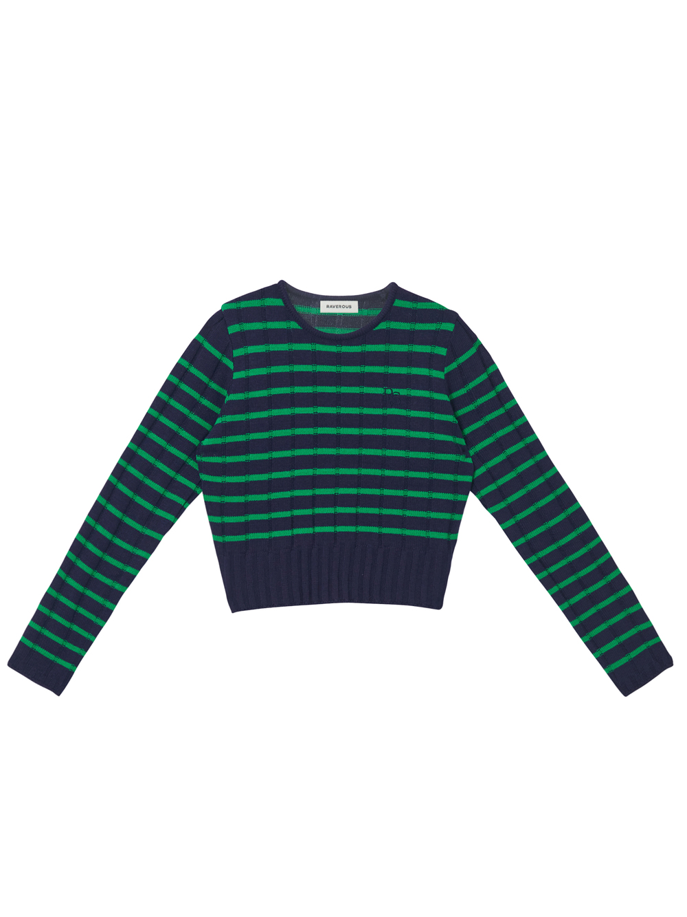 RVS Stripe Cropped Sweater Navy