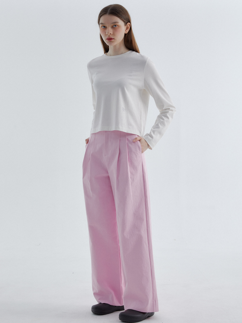 Two-tuck Wide Pants Pink