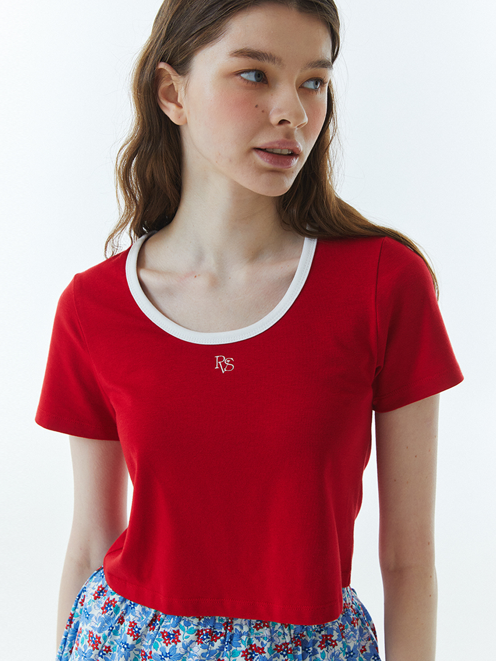 RVS RINGER CROPPED T-SHIRTS Red