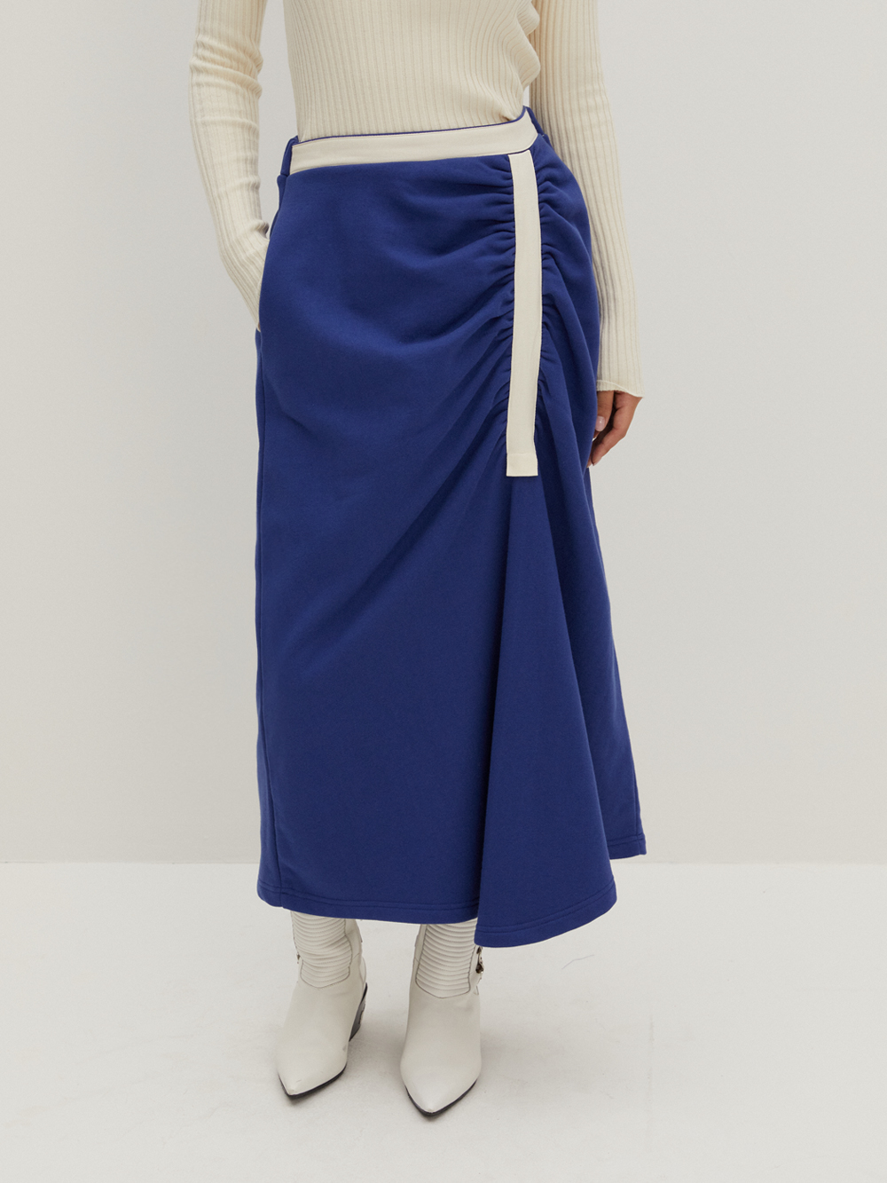 Shirring Jersey Skirt Blue