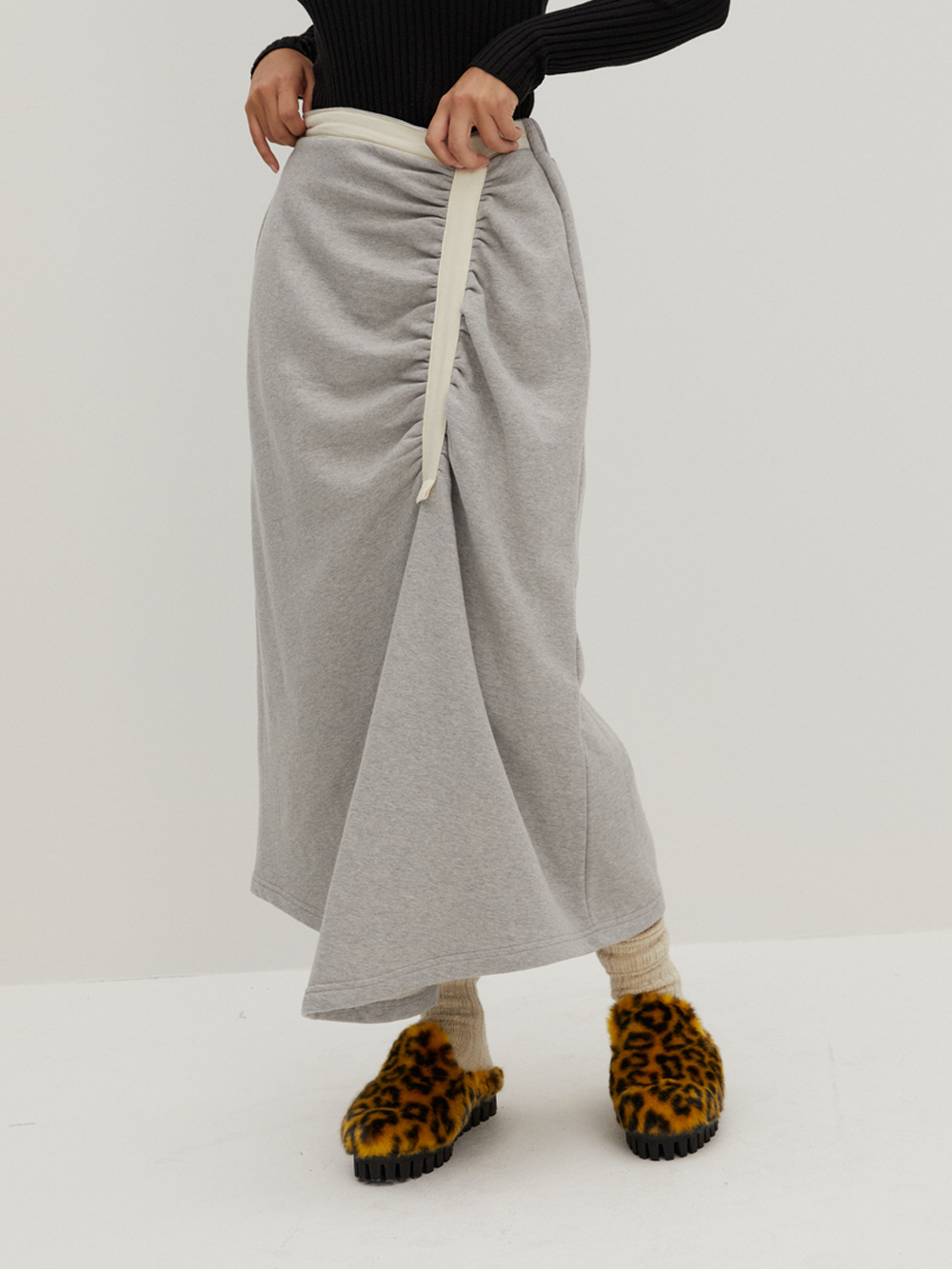 Shirring Jersey Skirt M/Grey