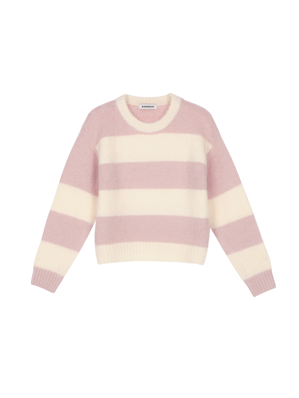 Striped Round Sweater Pink